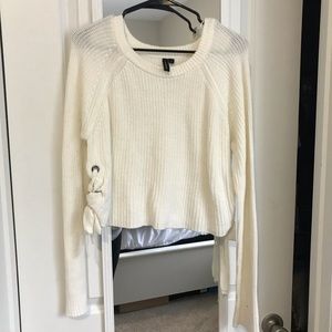 Crop white/ cream sweater with ties on side